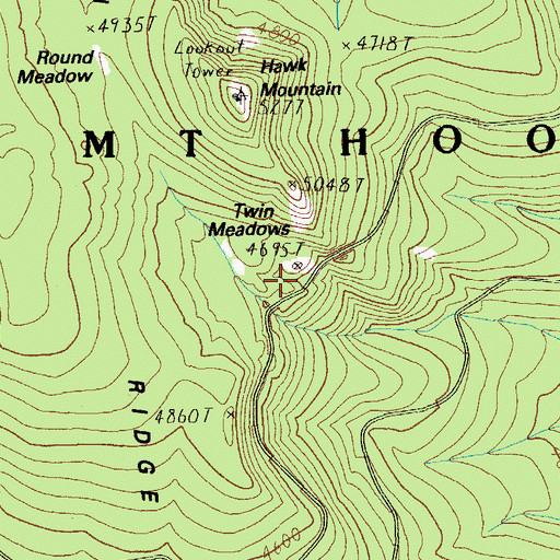 Topographic Map of Twin Meadows, OR
