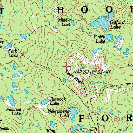 Topographic Map of Twin Peaks, OR
