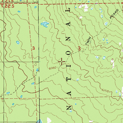 Topographic Map of Twin Peaks Trail, OR