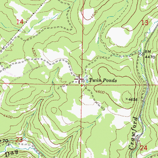 Topographic Map of Twin Ponds, OR