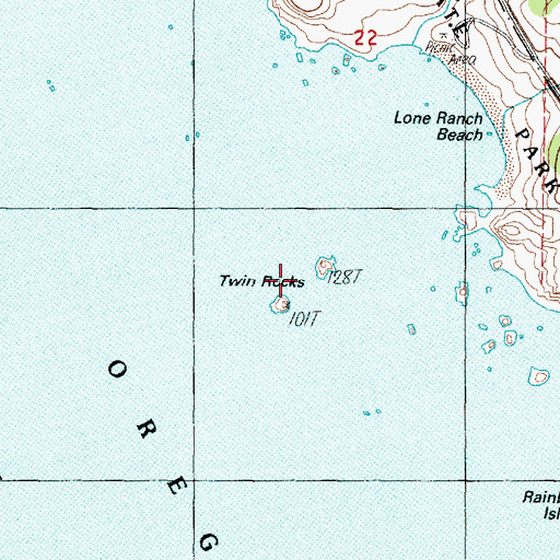 Topographic Map of Twin Rocks, OR