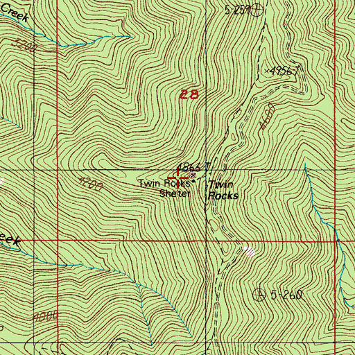 Topographic Map of Twin Rocks, OR