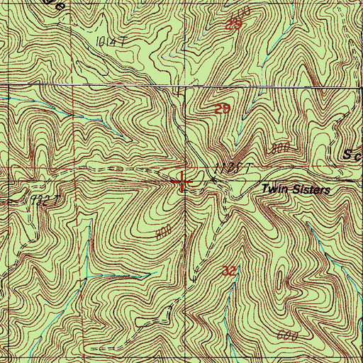 Topographic Map of Twin Sisters, OR