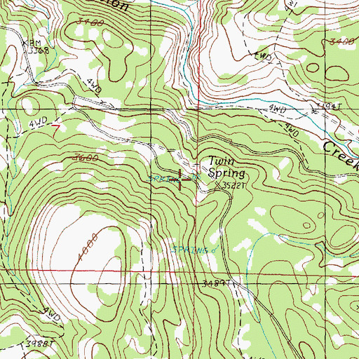 Topographic Map of Twin Spring, OR