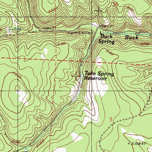Topographic Map of Twin Spring Reservoir, OR