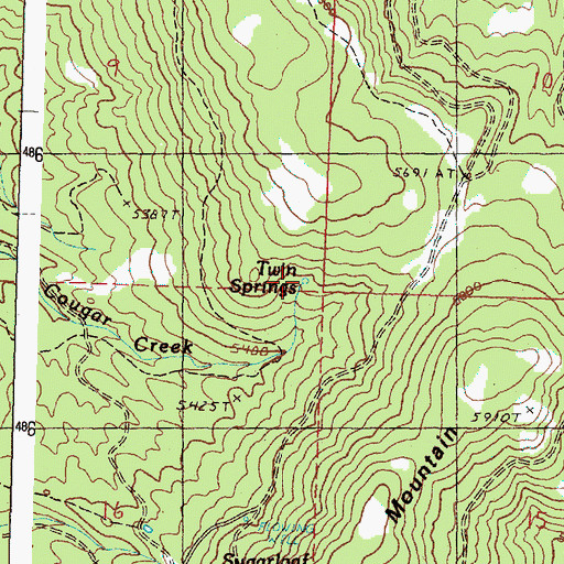 Topographic Map of Twin Springs, OR