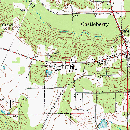 Topographic Map of Buffington Cemetery, AL