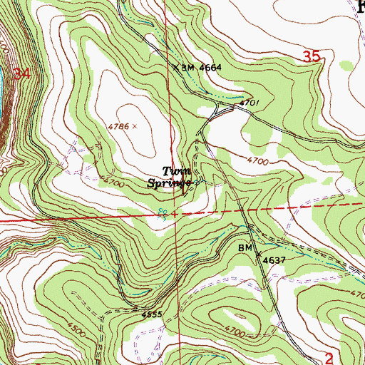 Topographic Map of Twin Springs, OR