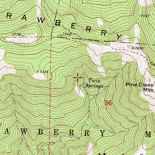 Topographic Map of Twin Springs, OR