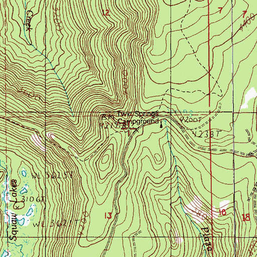 Topographic Map of Twin Springs Forest Camp, OR