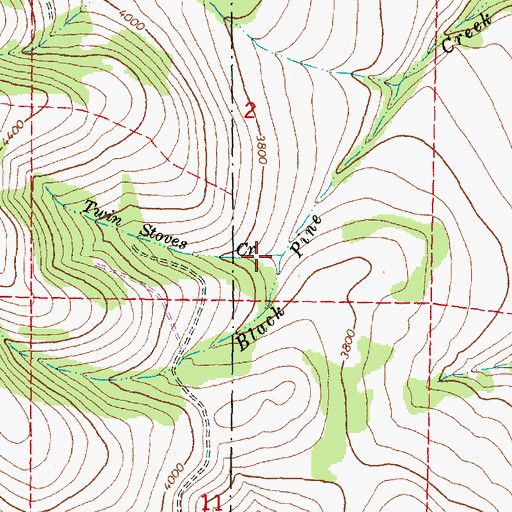 Topographic Map of Twin Stoves Creek, OR