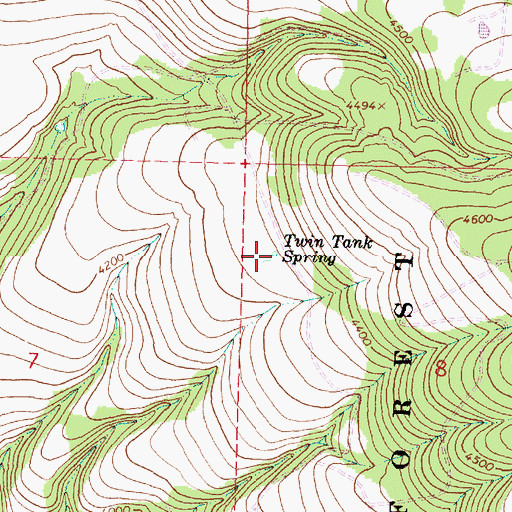 Topographic Map of Twin Tank Spring, OR