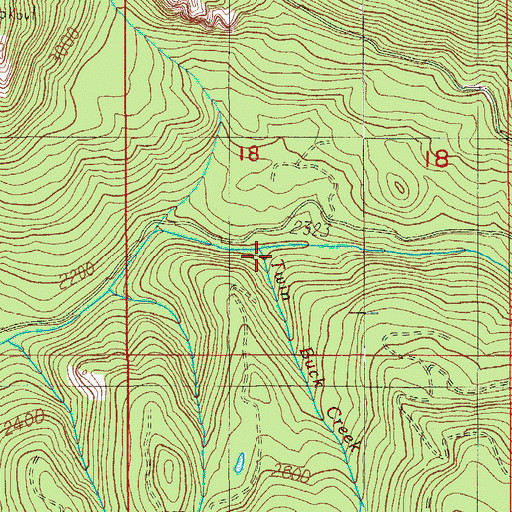 Topographic Map of Twin Buck Creek, OR