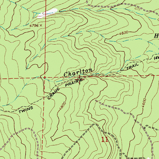 Topographic Map of Twins Crane Prairie Trail, OR