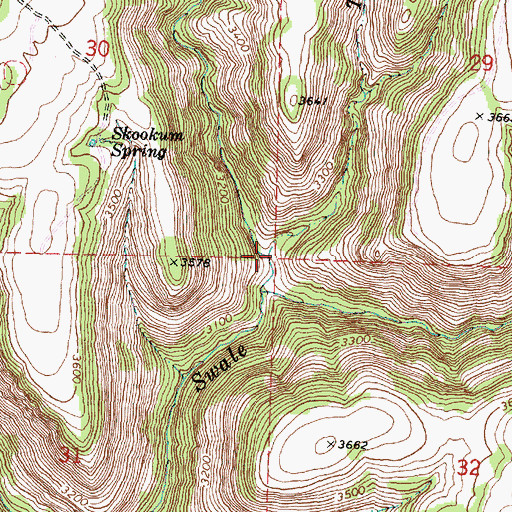 Topographic Map of Two Spring Creek, OR