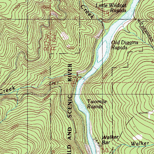 Topographic Map of Twomile Creek, OR