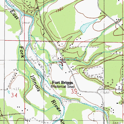 Topographic Map of Tycer Creek, OR