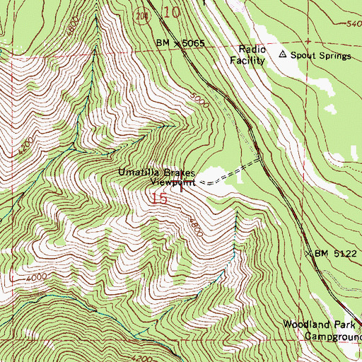 Topographic Map of Umatilla Brakes Viewpoint, OR
