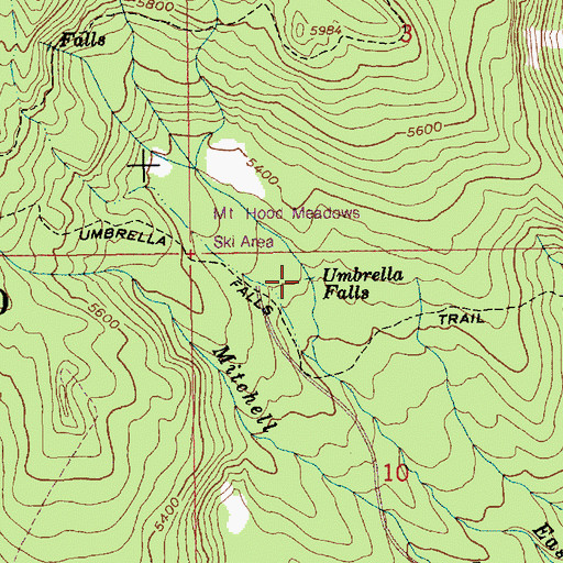 Topographic Map of Umbrella Falls, OR