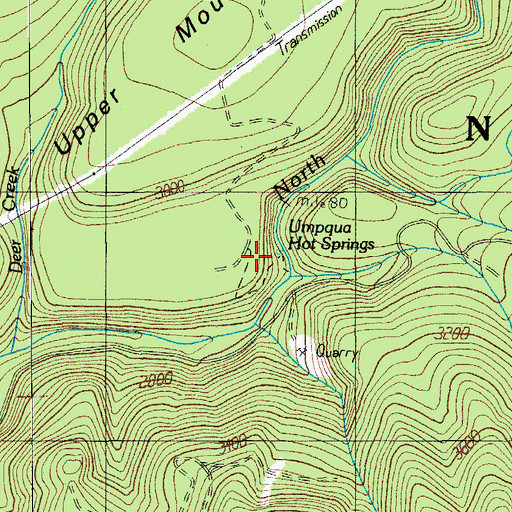 Topographic Map of Umpqua Hot Springs, OR