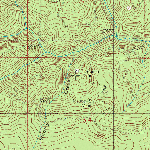 Topographic Map of Umpqua Mine, OR