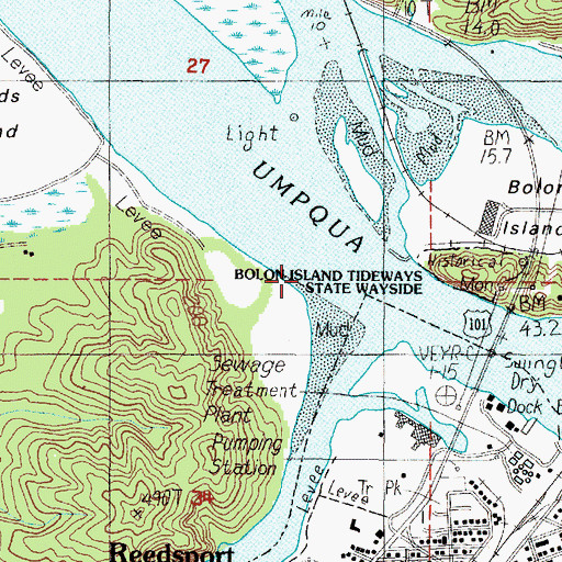 Topographic Map of Umpqua River, OR