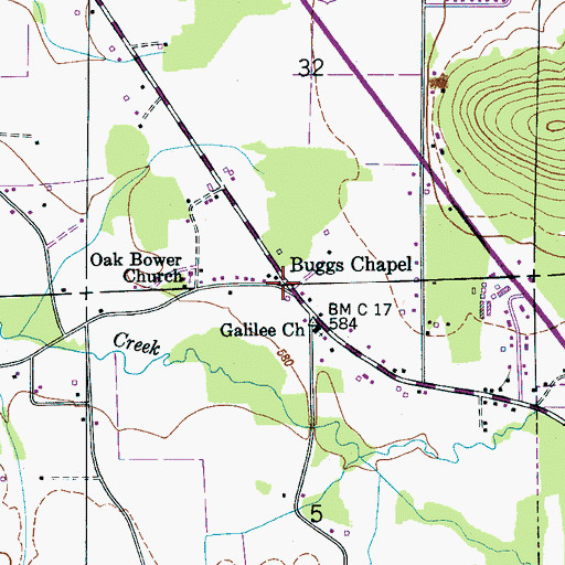 Topographic Map of Buggs Chapel, AL