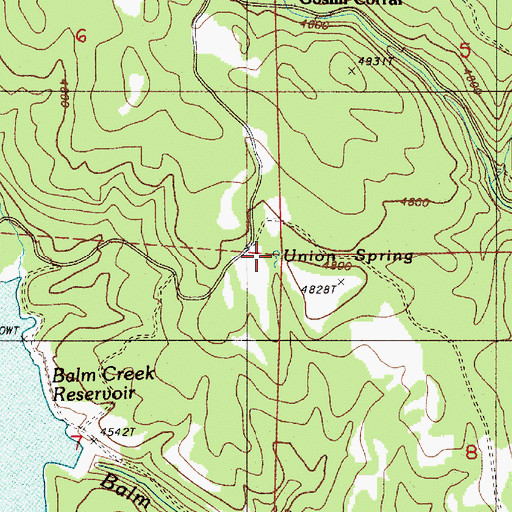 Topographic Map of Union Spring, OR