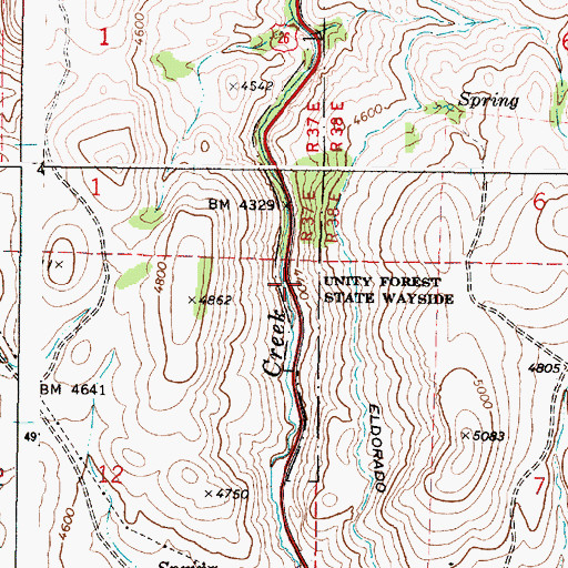 Topographic Map of Unity Forest State Park, OR