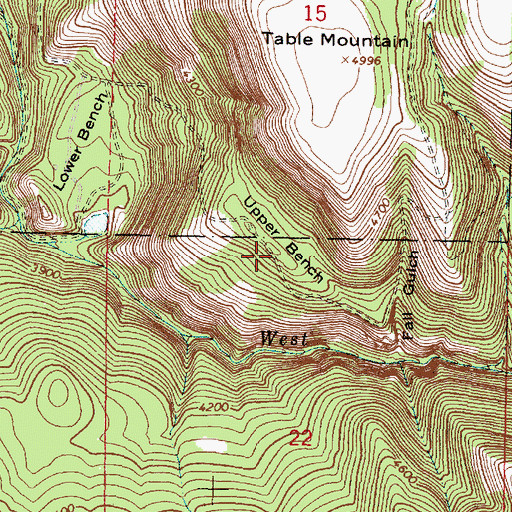 Topographic Map of Upper Bench, OR