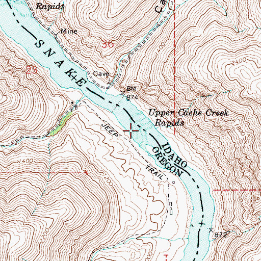 Topographic Map of Upper Cache Creek Rapids, OR