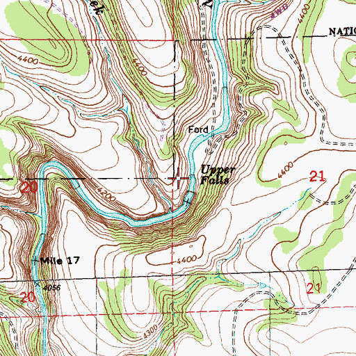 Topographic Map of Upper Falls, OR