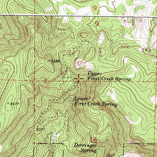 Topographic Map of Upper First Creek Spring, OR