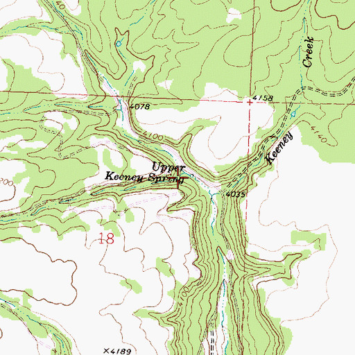 Topographic Map of Upper Keeney Spring, OR