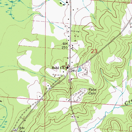 Topographic Map of Buhl Church of God, AL