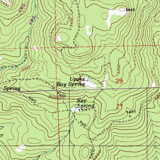 Topographic Map of Upper Ray Spring, OR