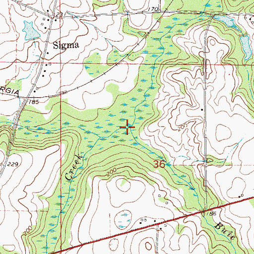 Topographic Map of Buie Branch, AL