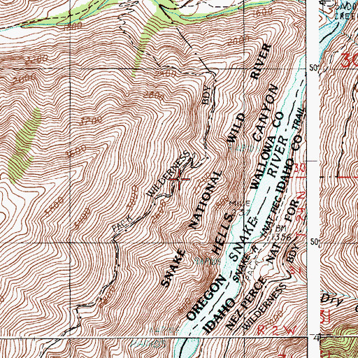 Topographic Map of Upper Snake River Trail, OR