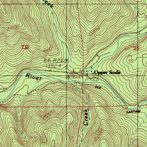 Topographic Map of Upper Soda, OR