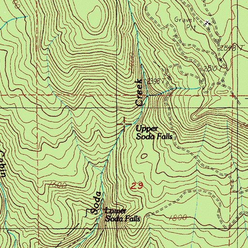Topographic Map of Upper Soda Falls, OR