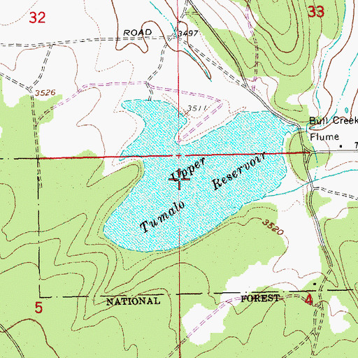 Topographic Map of Upper Tumalo Reservoir, OR