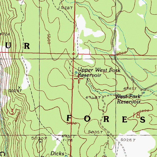 Topographic Map of Upper West Fork Reservoir, OR