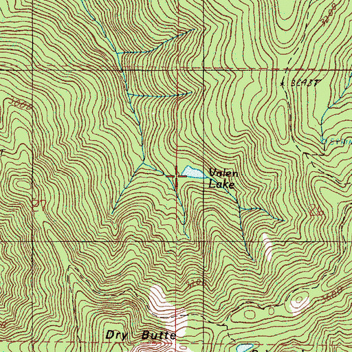 Topographic Map of Valen Lake, OR