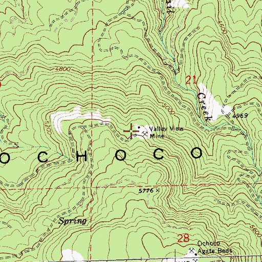 Topographic Map of Valley View Mine, OR