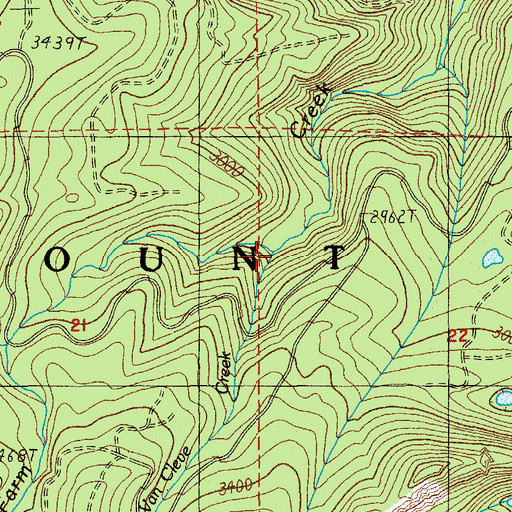 Topographic Map of Van Cleve Creek, OR