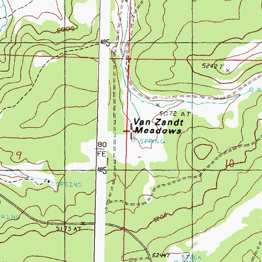 Topographic Map of Van Zandt Meadows, OR