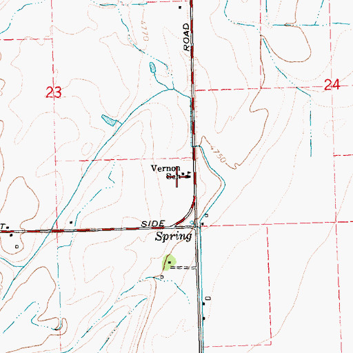 Topographic Map of Vernon School (historical), OR
