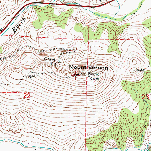 Topographic Map of Mount Vernon, OR