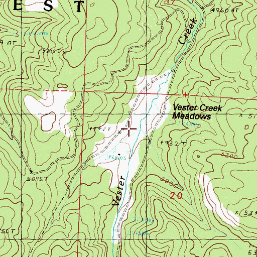 Topographic Map of Vester Creek Meadows, OR