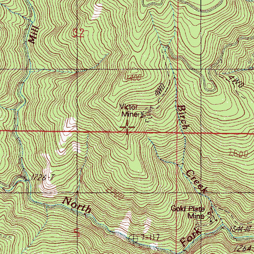 Topographic Map of Victor Mine, OR